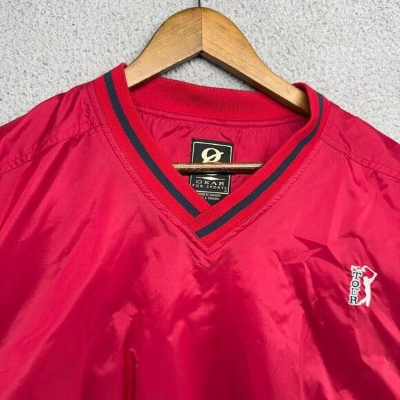 Vintage PGA Tour Windbreaker Jacket Men's Large Red Pullover Embroidered Logo - Picture 1 of 9